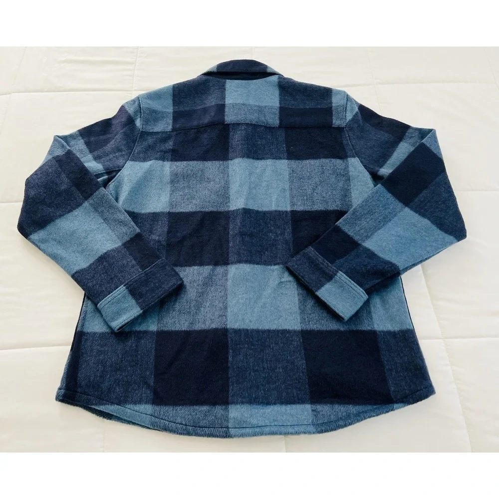 VRST Men's Wool Blend Plaid Shirt Jacket Blue Long Sleeve Button Up Pockets Sz M